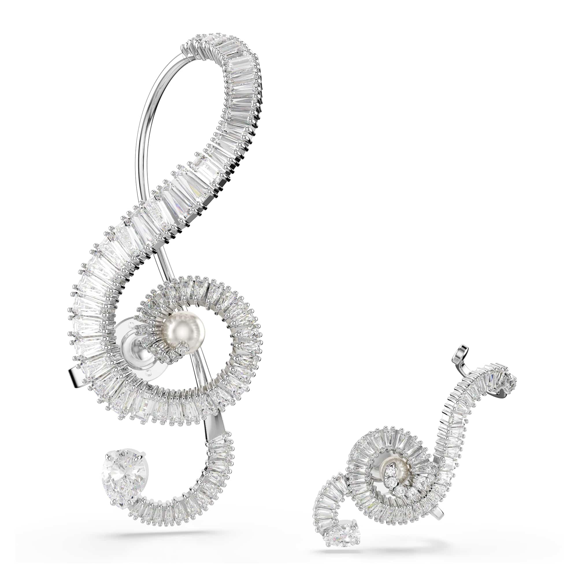 Swarovski Women's Gray Earrings, One Size, Baguette‑Cut Crystal Clip Earrings