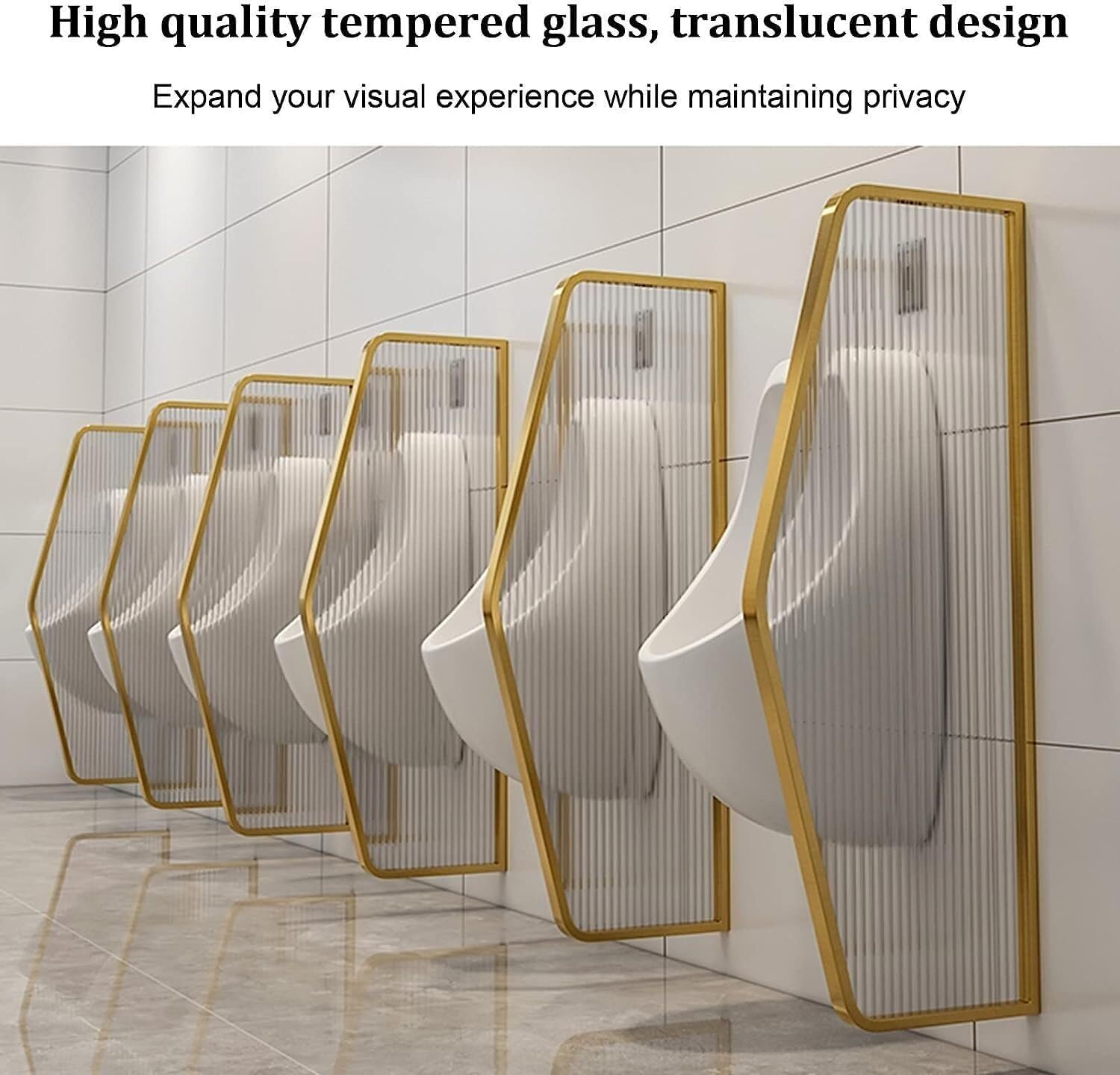 Parete divisoria per orinatoio in Acciaio Inox - Divisorio a Parete per bagni pubblici Maschili, Pannello Decorativo in Vetro, separatore per Ambienti, deflettore per la Privacy