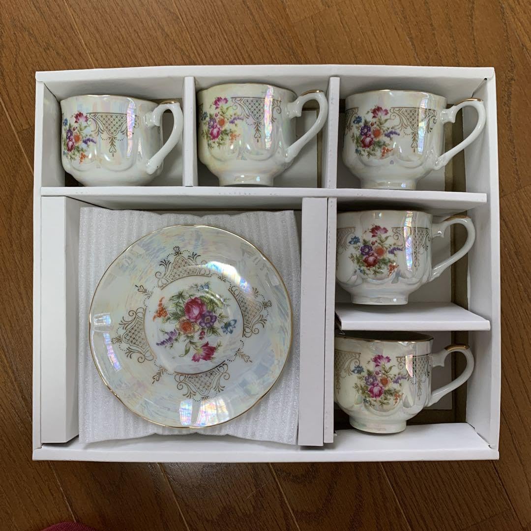 Amazon | 【 昭和レトロ 】花柄 ラスター彩 コーヒーカップソーサー 5