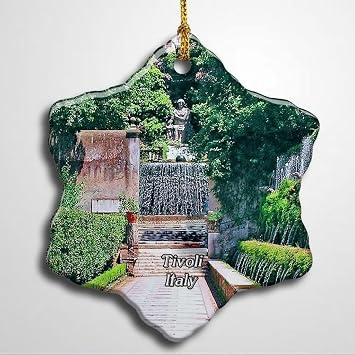 Italy Tivoli Villa Deste Christmas Ceramic Ornament Xmas Tree Decor Souvenirs Double Sided Snowflake Porcelain Home Gifts