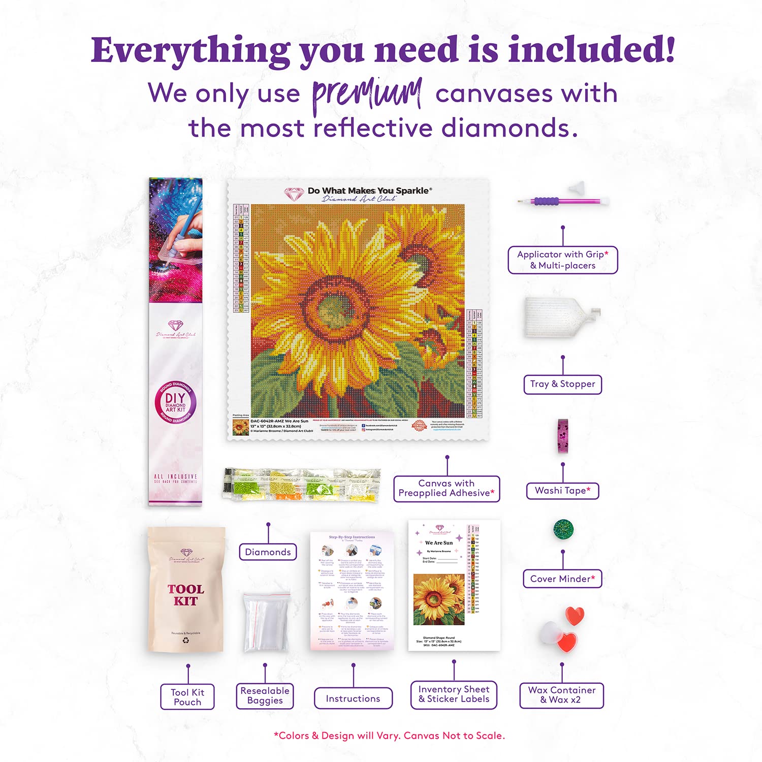 DIAMOND ART CLUB WE are Sun Floral Sunflower Diamond Painting Kit