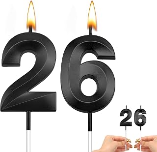 26th Birthday Candles Black Birthday Candles 26th Birthday Cake Topper Happy 26 Birthday Decorations Black Candles for Cake Dirty 26 Birthday Decorations for Her 26 Birthday Party Favors