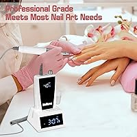 Vista 7 de Taladro de uñas profesional, 40000 RPM recargable con motor Corelss, archivo de uñas inalámbrico HoMove con base de reloj para eliminación de uñas