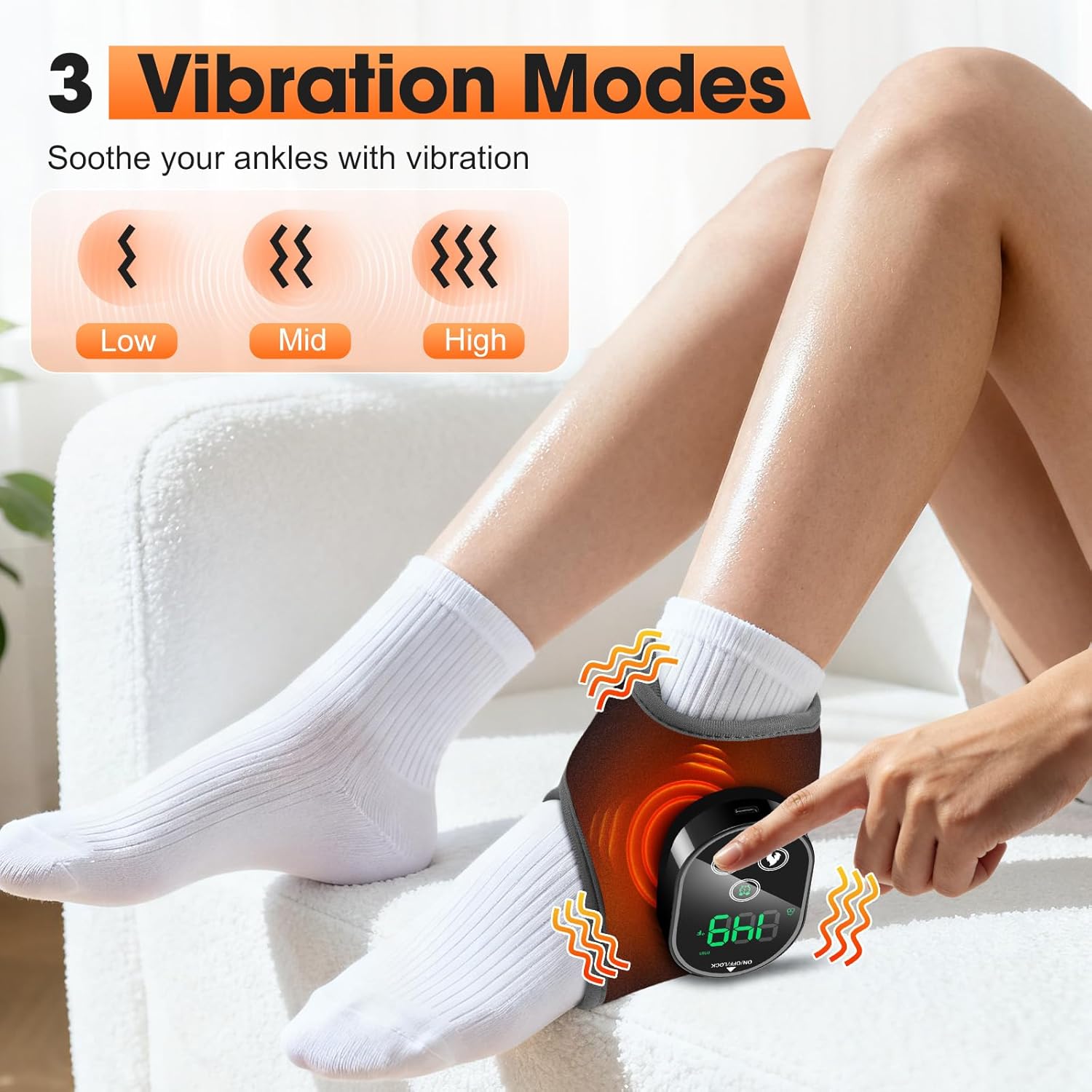 2PCS Cordless Foot and Ankle Massager with Heat, Ankle Heating Pads, Rechargeable Heated Foot Brace Wrap, 3 Vibration and 4 Heating Modes