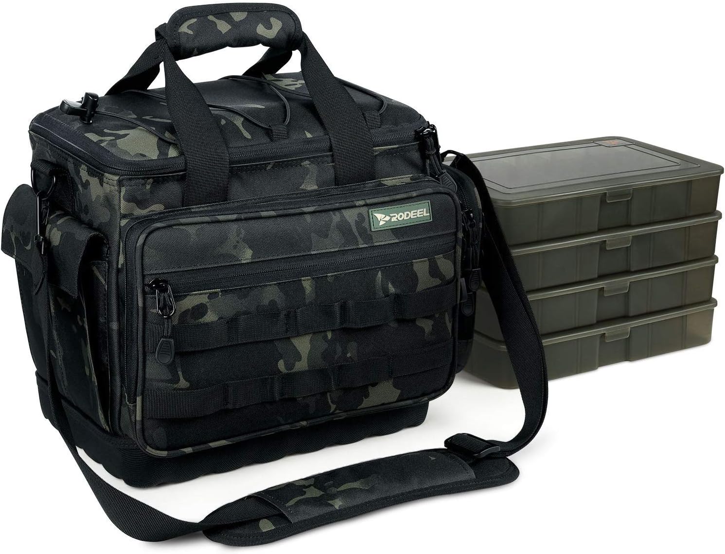 Rodeel Fishing Tackle Bags - Saltwater or Freshwater Fishing Bags with 4 Trays