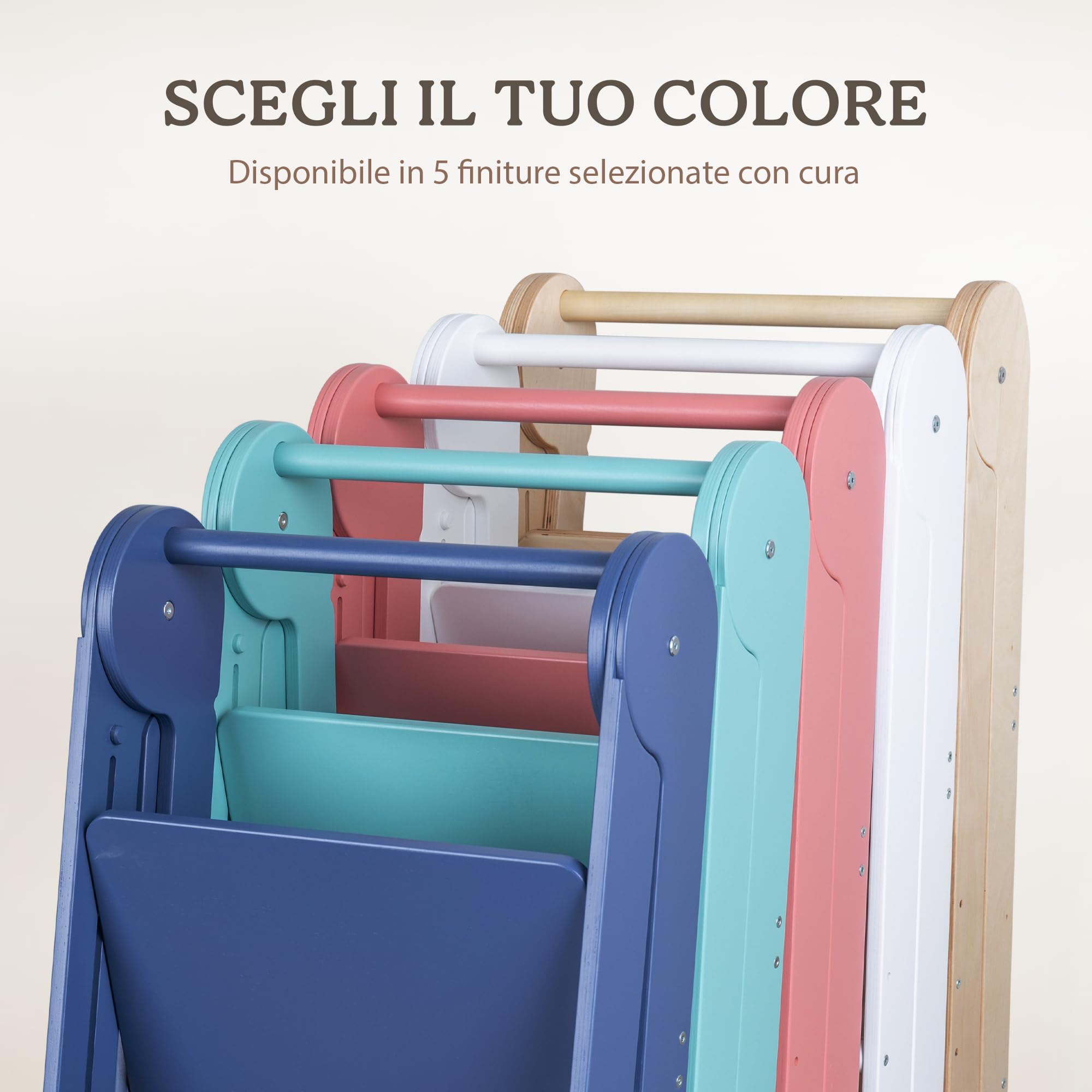 TOYBOX Torre Montessoriana Pieghevole, Learning Tower, Legno Naturale