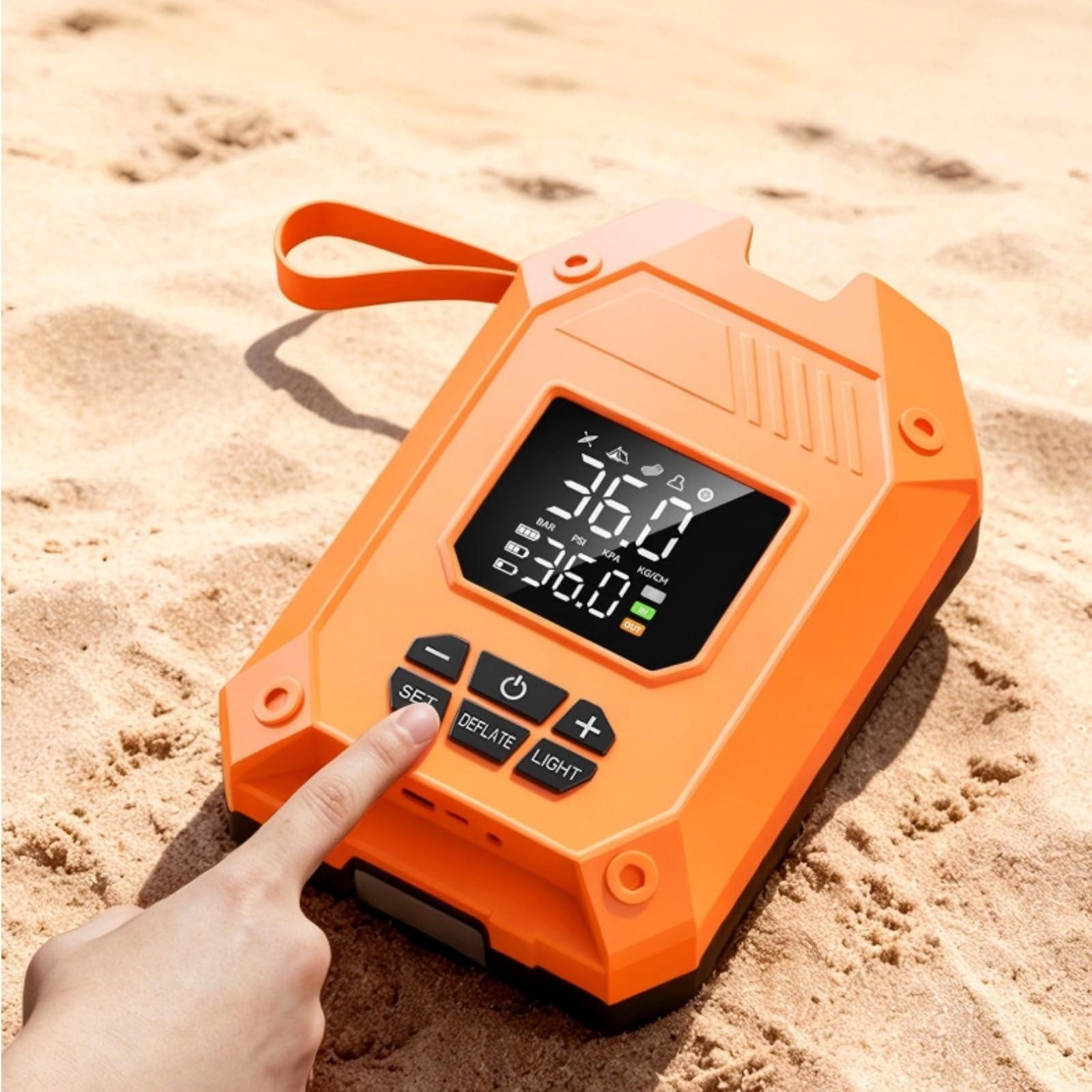 predolo Bomba Inalámbrica Inalámbrico Inflador Baría Recargable Automático Inflador con Pantalla LED para portistas, Campistas