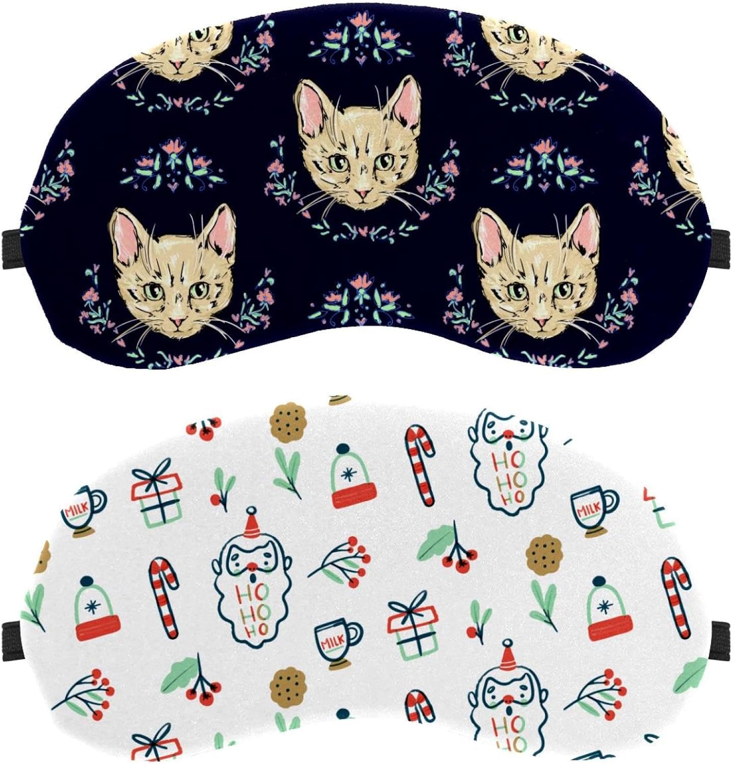 2 maschere natalizie con Babbo Natale per dormire, per dormire, per dormire, copertura morbida per gli occhi per viaggi, pisolini, aereo, blocco della luce