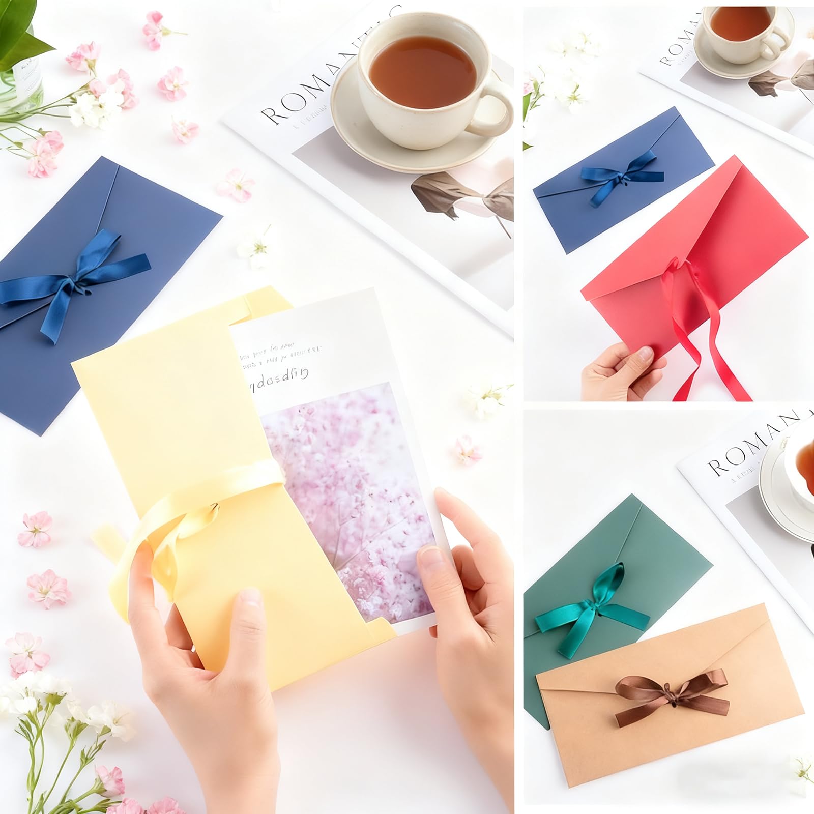 Buste in carta kraft colorate stile retrò 9 colori con nastri per lettere regalo Natale