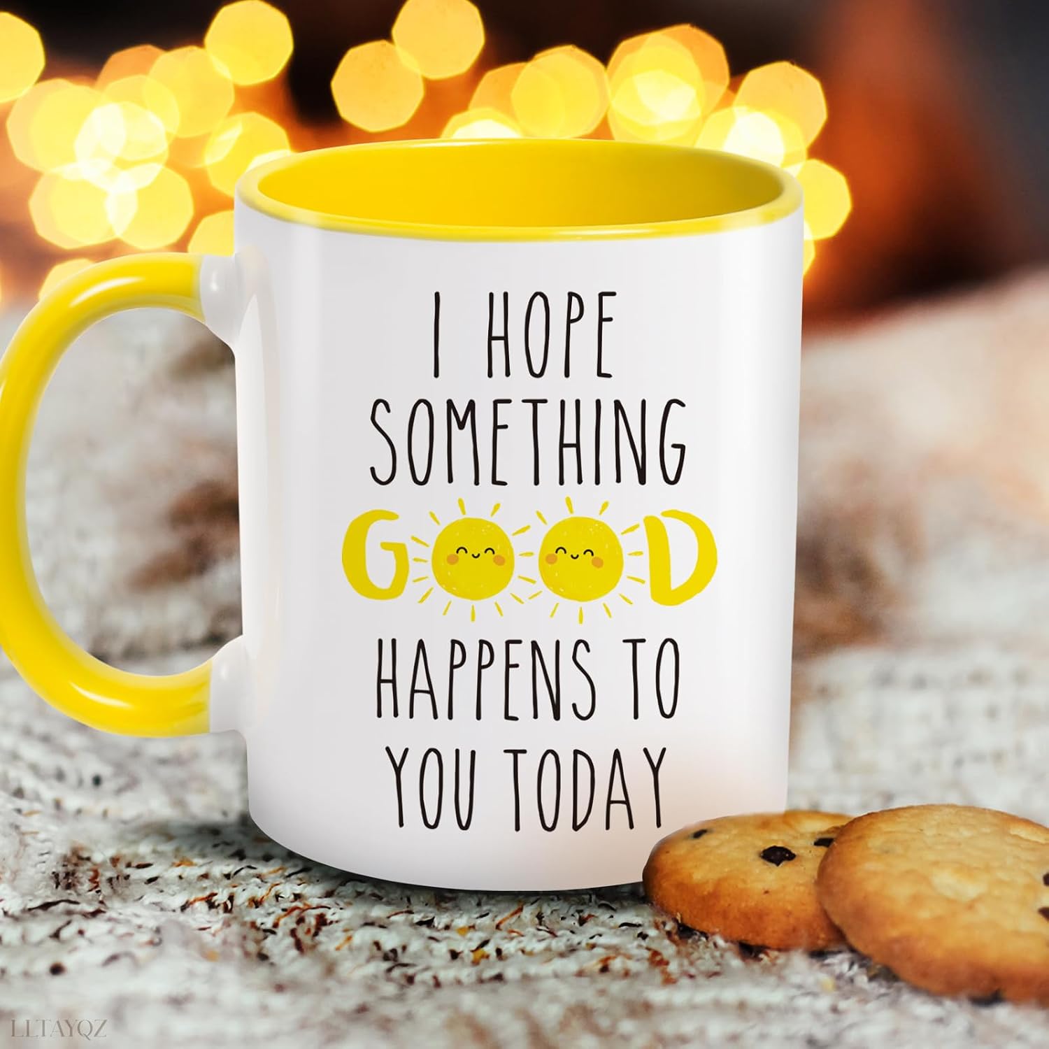 I Hope Something Good Happens to You Today Mug Gifts for Women Men, Funny Ceramic Mugs Gifts - Inspirational Coffee Mugs with Handle Cute Yellow And inside, Novelty Nice Graphic Design Print, 11oz-30