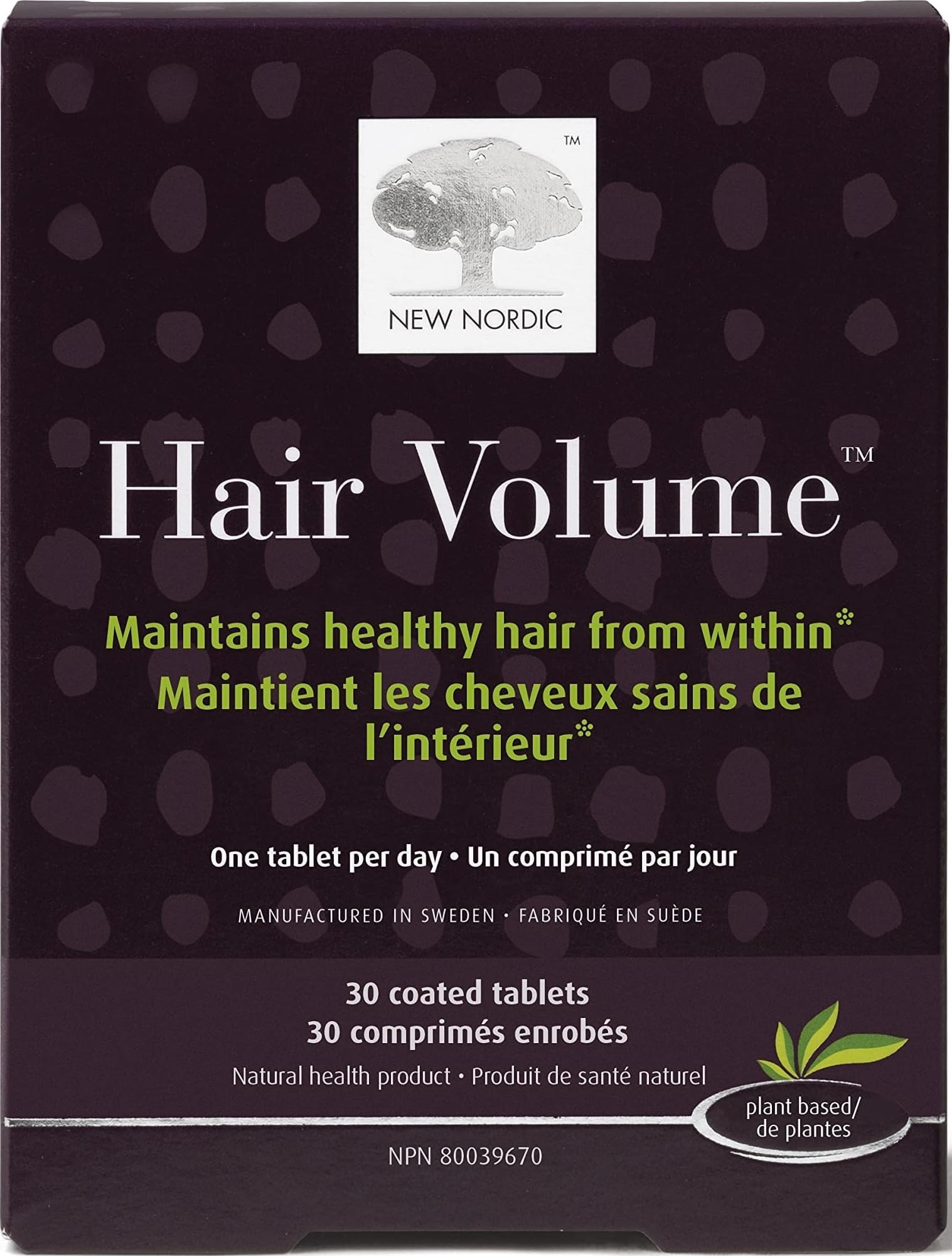 NEW NORDIC Hair Volume Daily Biotin Support Supplement | 30 Tablets | Daily hair supplement tablets made with biotin and Annurka apple extract for simple incorporation into your daily routine