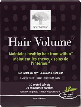 NEW NORDIC Hair Volume Daily Biotin Support Supplement | 30 Tablets | Daily hair supplement tablets made with biotin and Annurka apple extract for simple incorporation into your daily routine