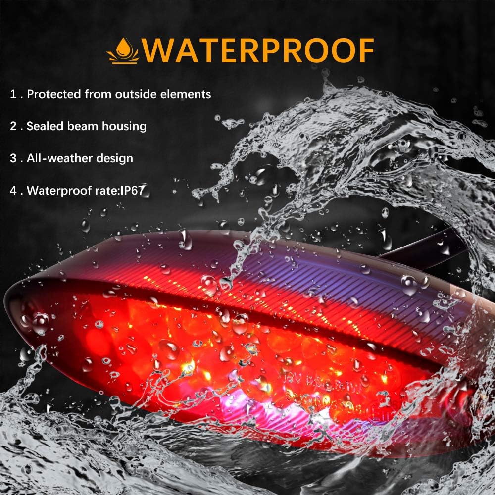 12V 28 LED Motorcycle Brake Stop Running Tail Light License Plate Lights Compatible with Cruiser Bike Motorcycle ATV Banshee Warrior YFZ WR XT