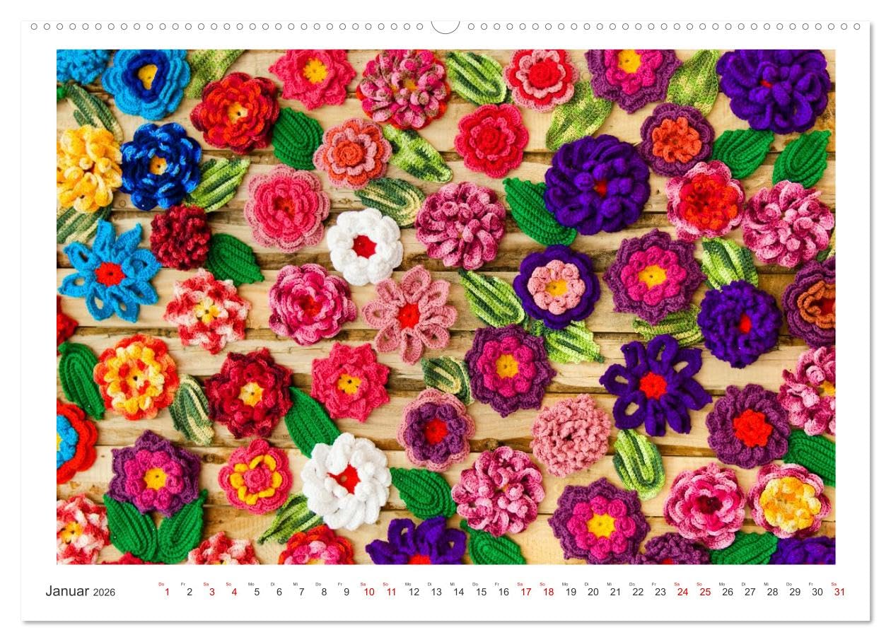 Handarbeit macht glücklich (hochwertiger Premium Wandkalender 2026 DIN A2 quer), Kunstdruck in Hochglanz: Stricken, Häkeln, Sticken, Nähen (CALVENDO Hobbys)