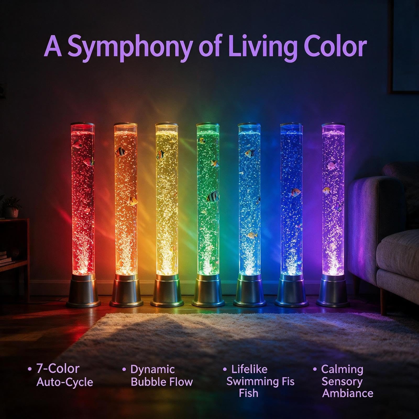 3ft Produkty Sensoryczne Autyzm Akwarium Lampka Bąbelkowa Ryba