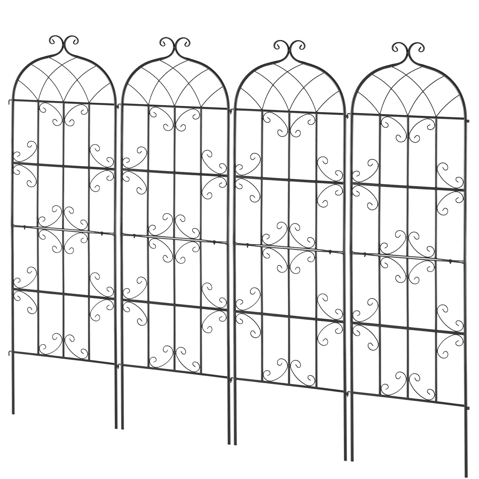 VEVOR Traliccio da Giardino Rampicanti per Piante Fiori in Metallo Antiruggine, Supporto per Traliccio per Rose Rampicanti Esterno, Traliccio Decorativo per Clematide Alta Cortili 51 x 180 cm 4 Pezzi