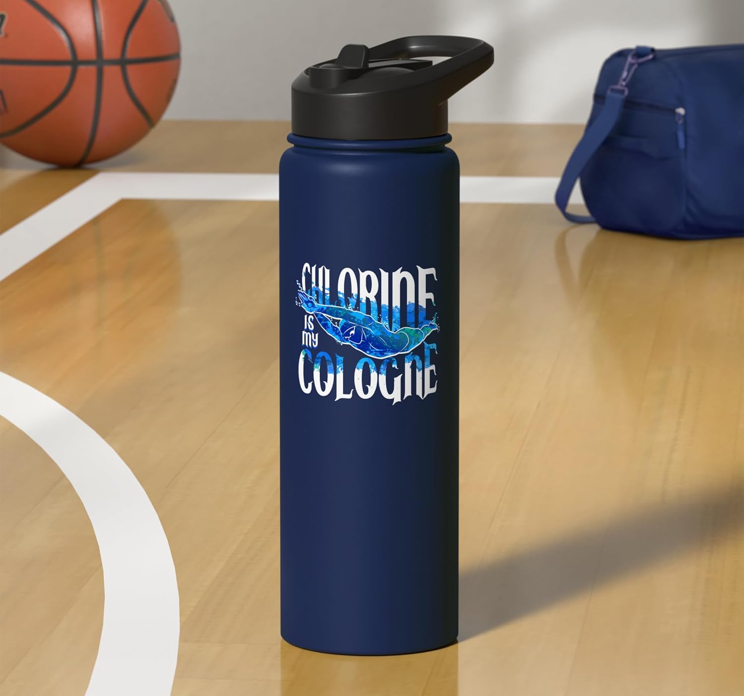 Swimming Swimmer Swim Chlorine Is My Cologne Stainless Steel Insulated Water Bottle