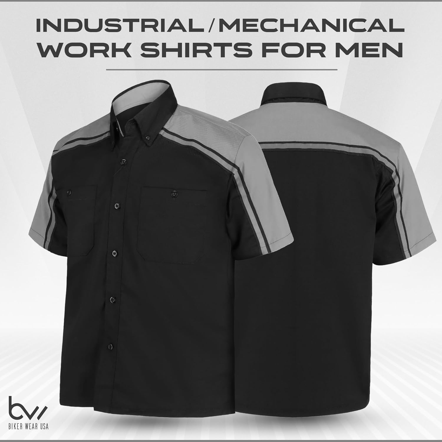 Men’s Work Shirt- Mechanical/Industrial Work Shirt with Reflective Horizontal Lining - Image 5