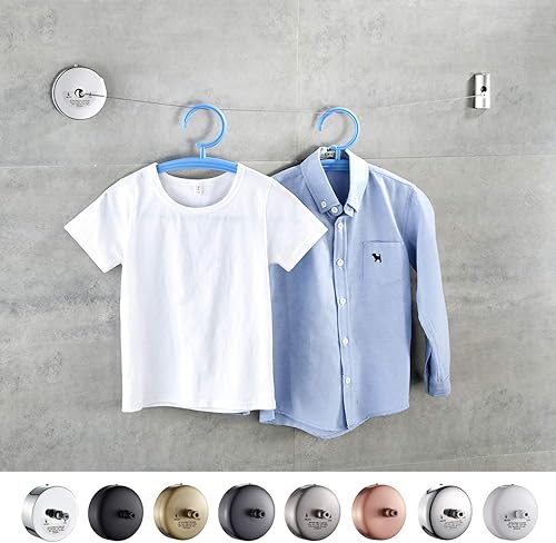 Miniatura 9 de JOOM Tendedero retráctil de acero inoxidable resistente de 9 pies (máximo) para colgar y secar en baño, lavandería, hoteles, acabado cromado, estilo