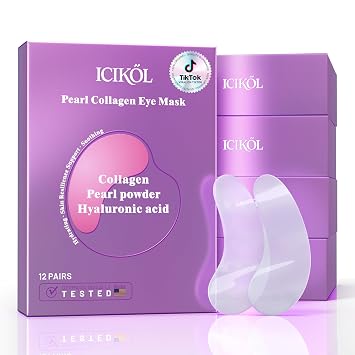 Hyaluronic Acid Collagen Under Eye Patches, Eye Mask for Puffy Eyes and Dark Circles, Deep Hydrating Eye Mask Patches for Eye Bags Treatment, Under-eye Skincare for All-day Moisture 24 pairs