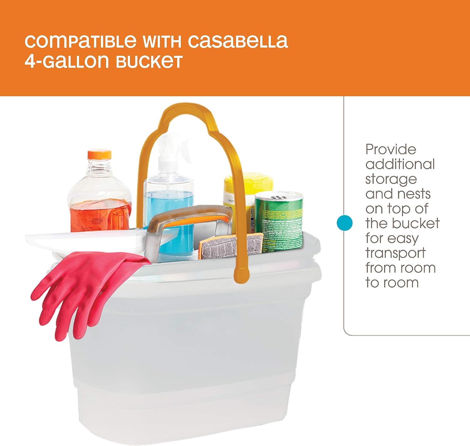 Casabella Plastic Multipurpose Cleaning Storage Caddy with Handle, 1.5-Gallon, Clear, 1.5 Gallon