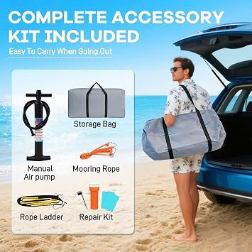 Inflatable Water Hammock for Adults,10/8ft Round Floating Ring for Lake,Heavy Duty Sun Float Chill Raft for Tanning Pool Lounger Island Float Platform