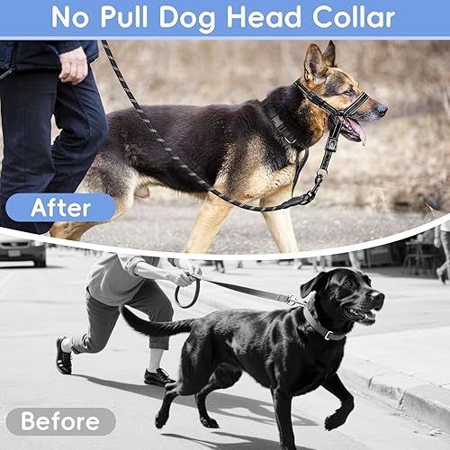 Miniatura 6 de BARKLESS Collar de nailon suave para perros grandes y medianos, acolchado reflectante para entrenamiento, correa de bozal ajustable sin tirones