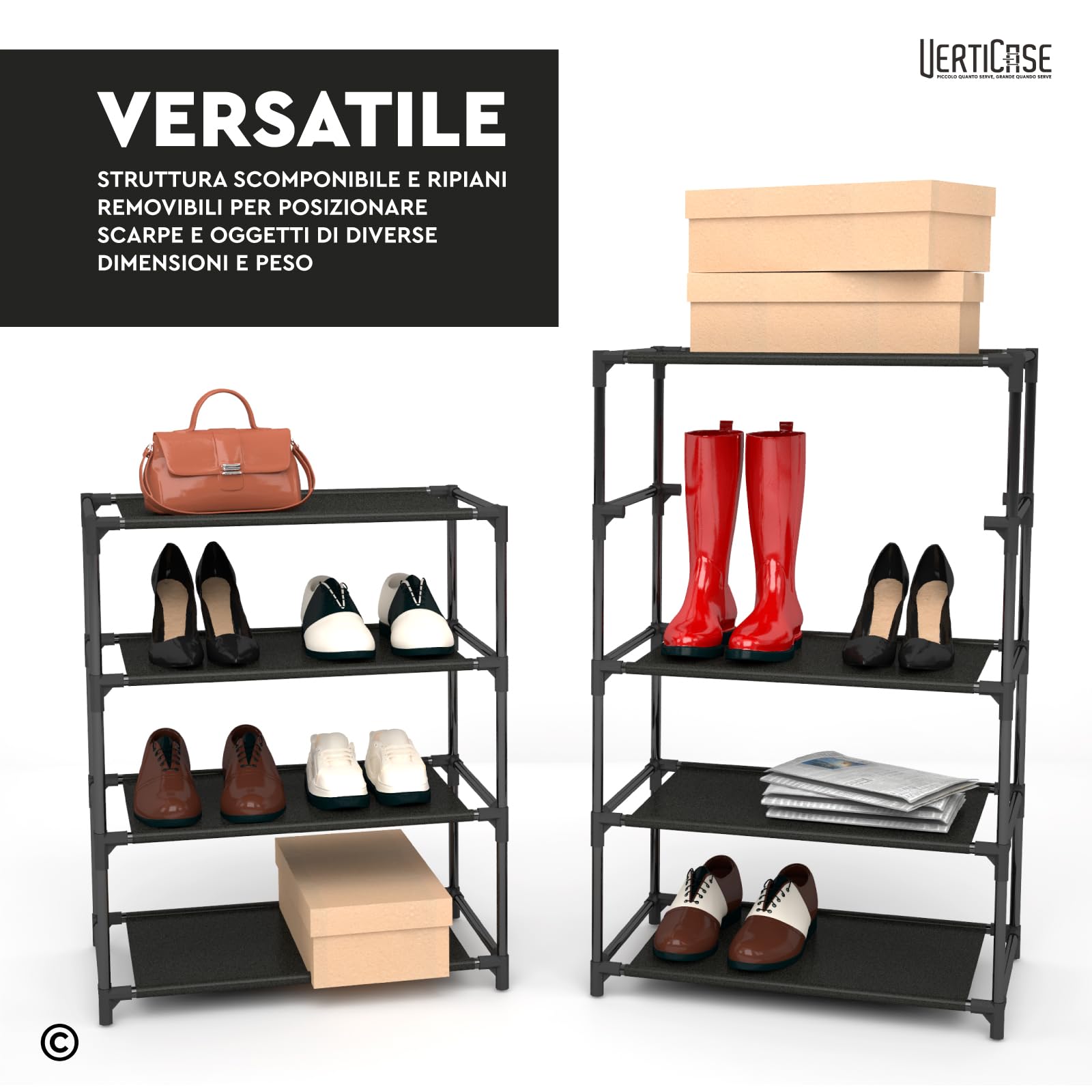 Scarpiera Slim Salvaspazio 10 Ripiani in Tessuto Impermeabile Nera 45x175x28cm - Scaffale Scarpe Verticale con Copertura Antipolvere - per Scarpe Sportive Tacchi Alti da Interno o Esterno