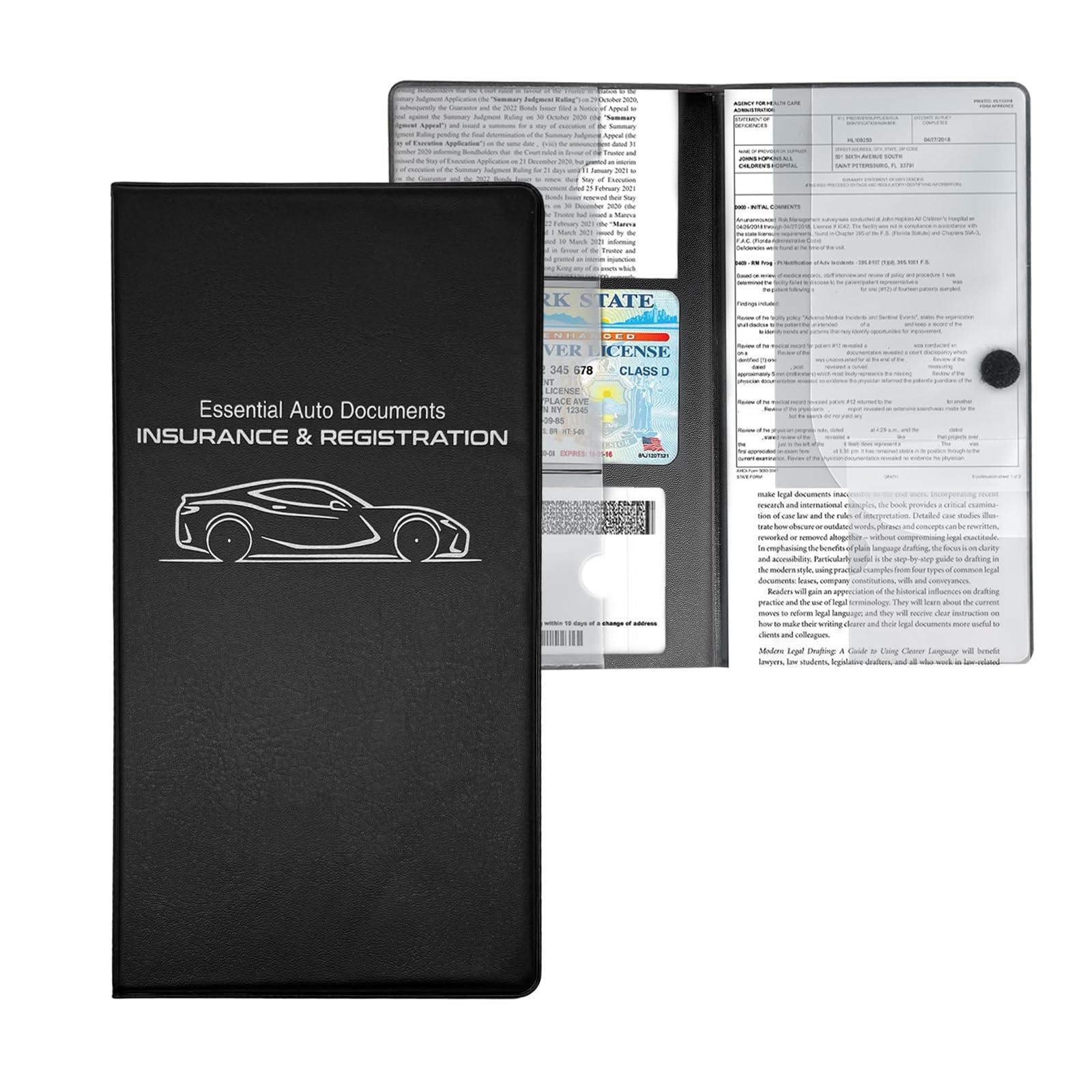 NOGIS Car Registration And Insurance Card Holder, Vehicle License Document Glove Box Compartment Organizer Essential Case Driver Auto Owners Trailer Motor - View #10