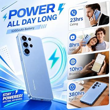 Blackview WAVE 10C Mobile Phones,Android 16 Phone,6.88 HD+ Unlocked Smartphone 16GB+32GB(1TB TF),32MP+13MP, 5000mAh,Dual SIM/Fingerprint/Face ID/GPS/OTG, 3 Years,Blue