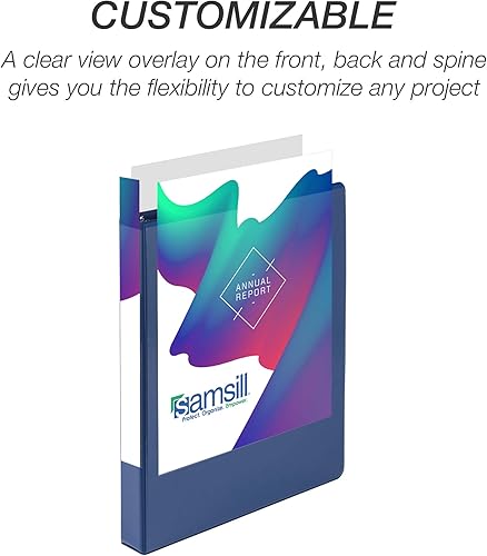 Vista 256 de Samsill (MP128587) - Carpeta de 3 anillos redondos de 3 pulgadas, fabricada en los EE. UU., con cubierta transparente personalizable para insertos