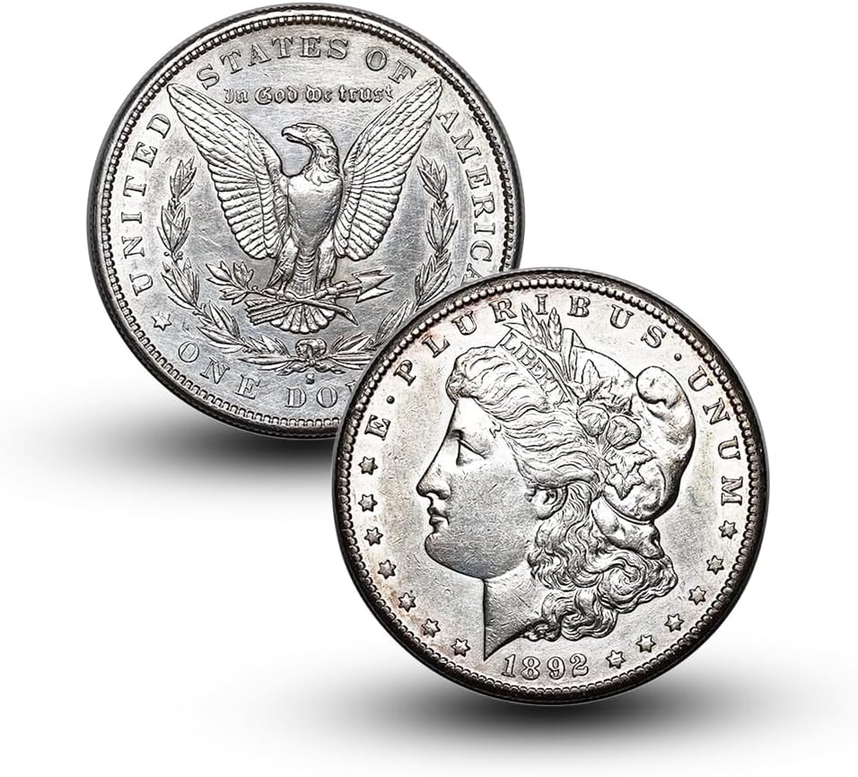 Antique 1892 S Morgan Silver Dollar Coins, American Silver Coins, Vintage U.S. Ancient Coin, Lucky History Decor Old Coin, Complete Set Morgan Dollar
