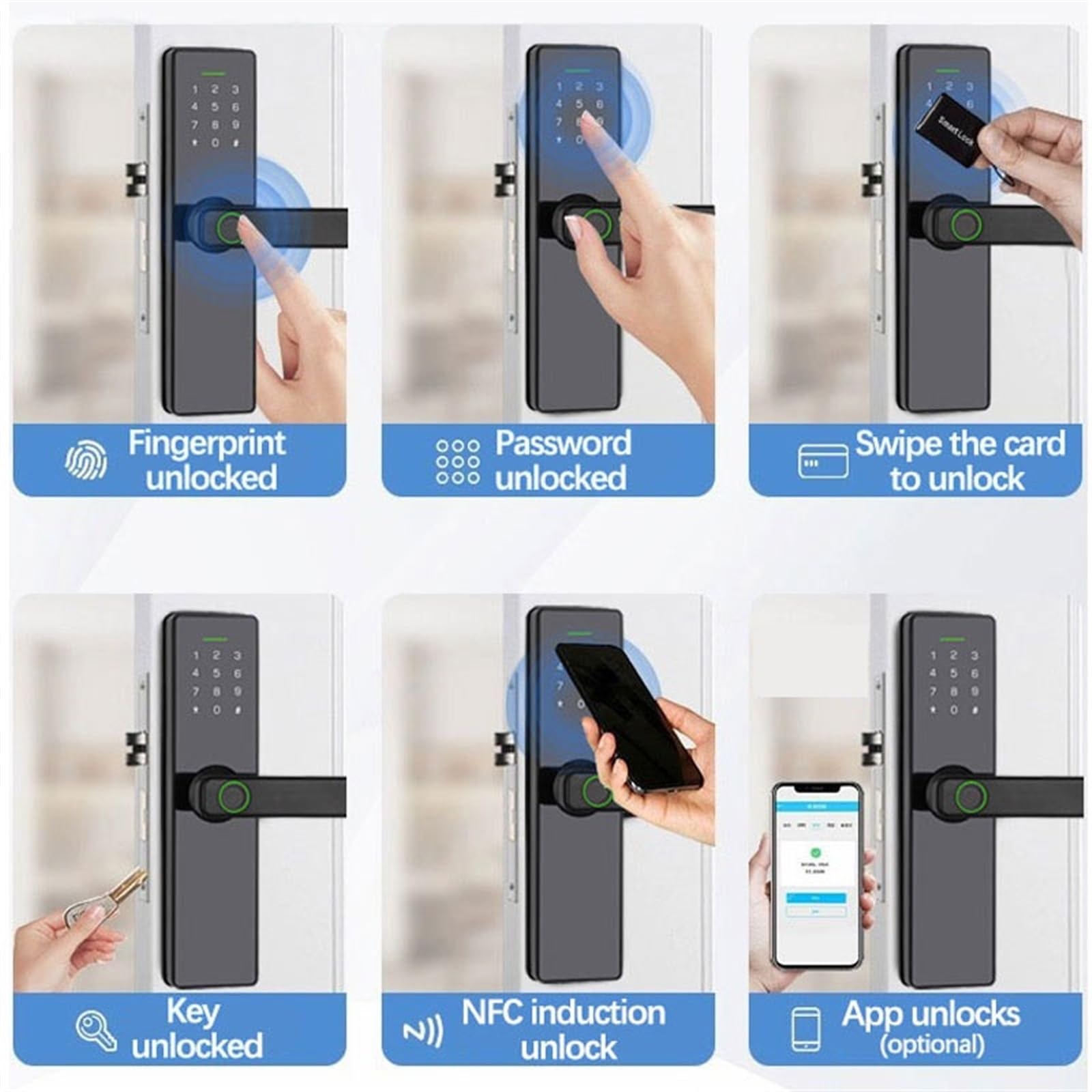 Inteligentny zamek na linie papilarne Elektryczny do drzwi z hasłem RFID Tryb przejścia Uchwyt aplikacji Biuro Handlowe