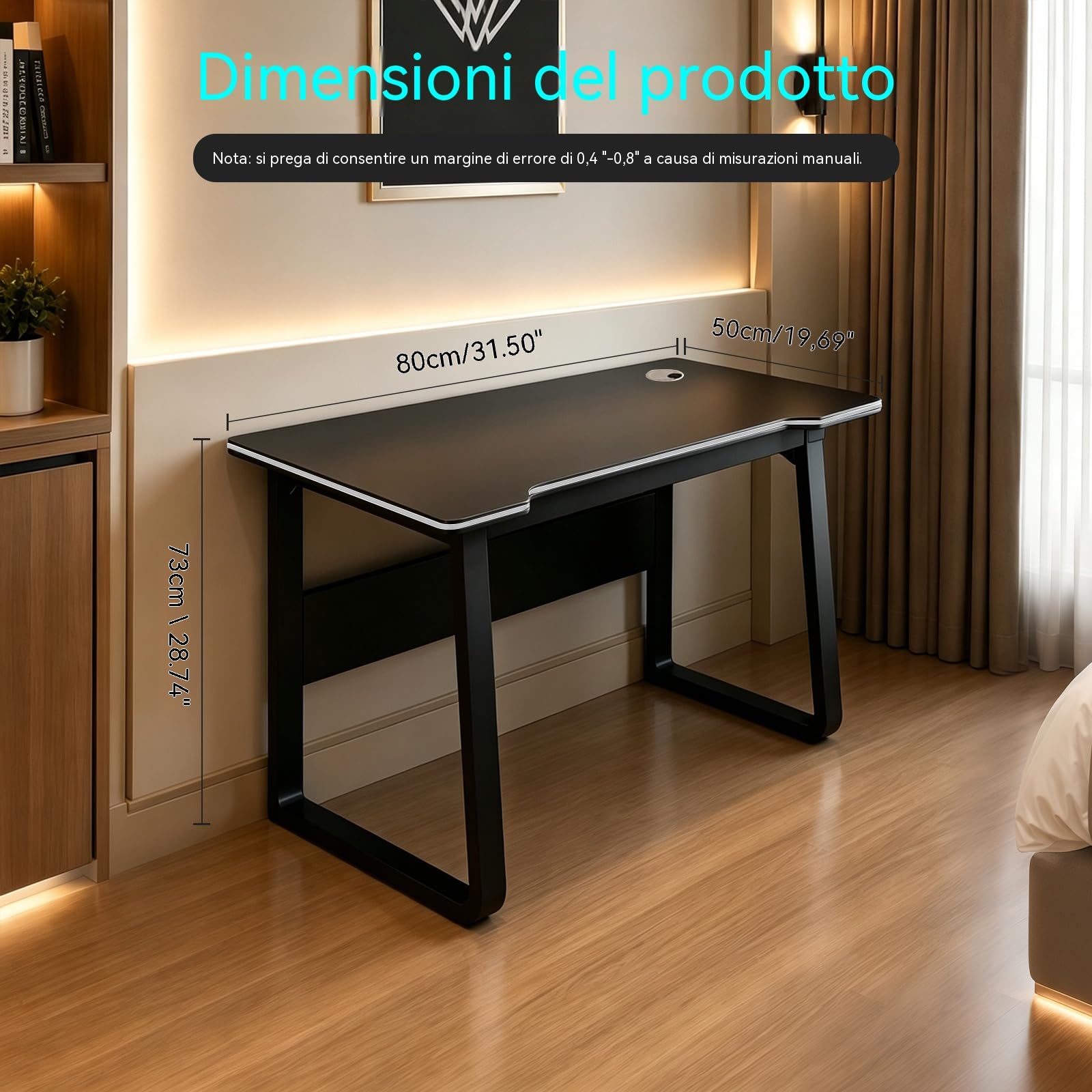 Scrivania da Gaming, Tavolo Scrivania per Studenti, Moderna in Legno per Computer, Tavolo da Gamer