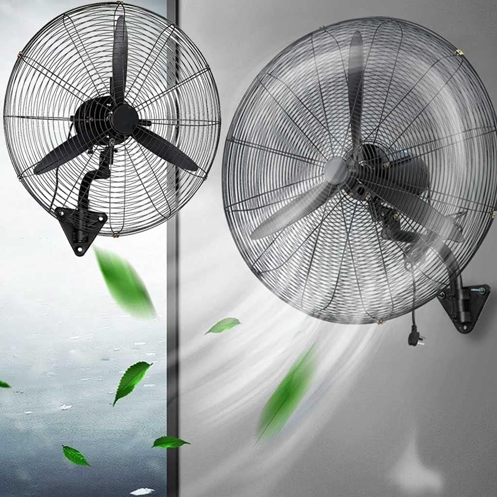 Wall Mounted Heavy Duty Electric Fan, Quiet Industrial Fan with 60° Oscillation, Adjustable 3-Speed Airflow, Metal Pipe Mount, Outdoor Use