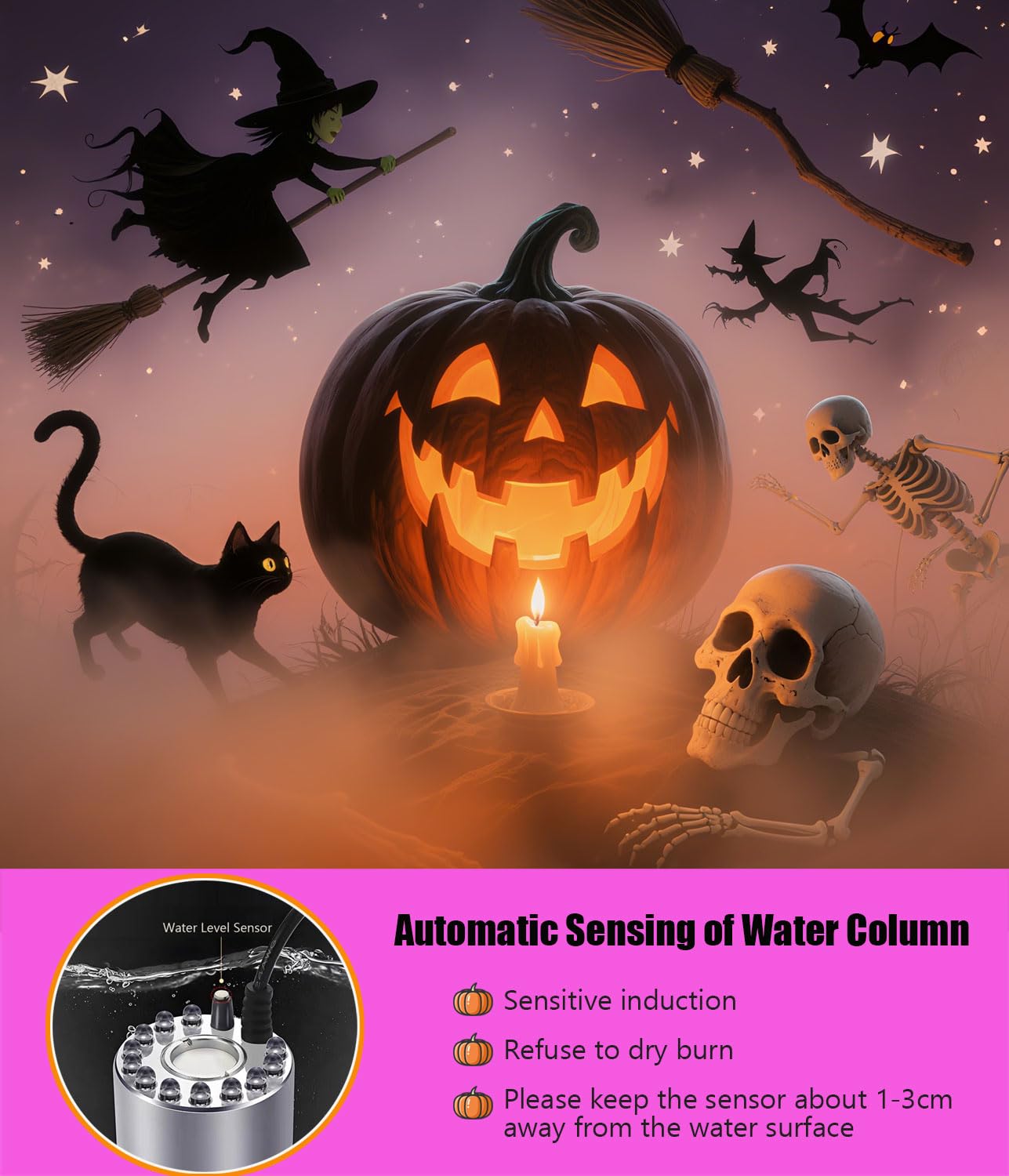 KINGYEENUO Fogger - Fogger a ultrasuoni 350 ml/H con 12 luci LED, Splash Guard, Float e 3 dischi di ricambio per acquario, stagno, serbatoio di pesce, alloggiamento rettile, Rocky, fontana interna