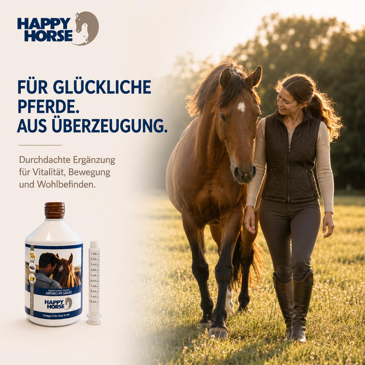 Happy Horse Arthro Fit Liquid 500ml – MSM & Hyaluronsäure für Pferde | Gelenkpflege bei Arthrose & hoher Belastung | Unterstützt Beweglichkeit & Regeneration | Ergänzungsfuttermittel