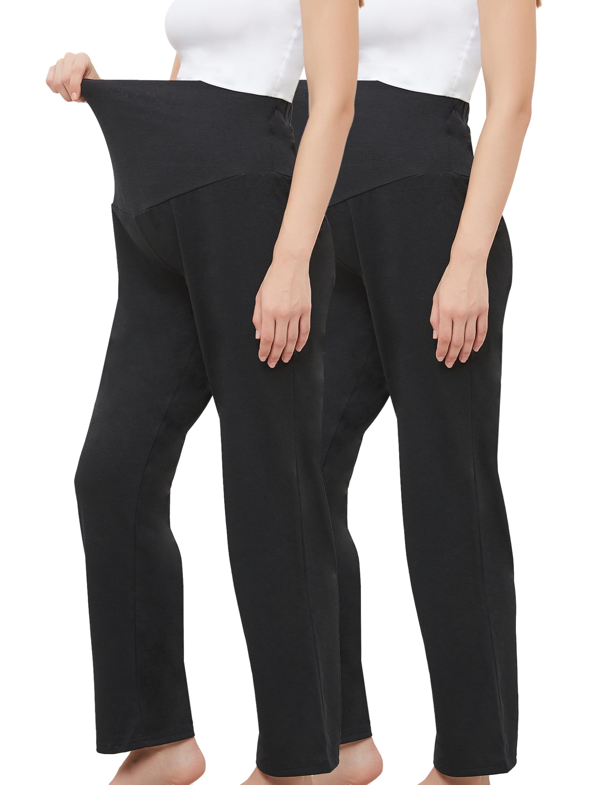 Damen Umstandshose, lässig, locker, weiter/gerades Bein, bequem, Palazzo Lounge-Hose, Schwangerschaft, vielseitige Hose