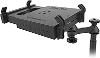 Vista 2 de RAM MOUNTS Soporte universal para laptop, instalación de pernos de asiento sin taladrar con bandeja resistente y brazo oscilante doble