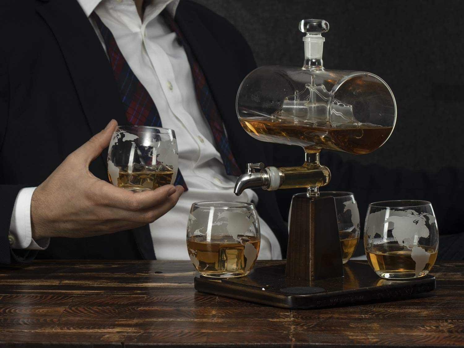 Whiskey Decanter with Antique Ship The Wine Savant Ship Decanter Set