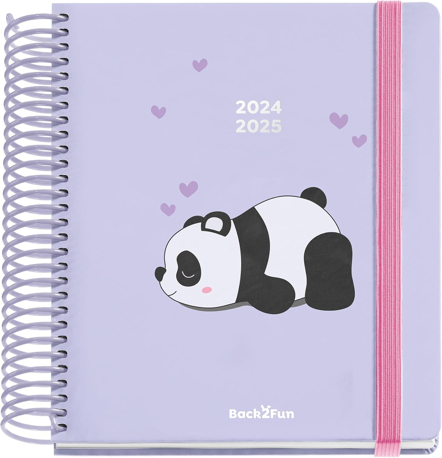 Miquelrius - School Diary 24-25, September 2024 to June 2025, Size 155 x 180 mm, Day Page, Pink Plastic Spiral, Lined Cardboard Cover, Rubber Closure, Spanish-English-Portugese, Back2Fun HI