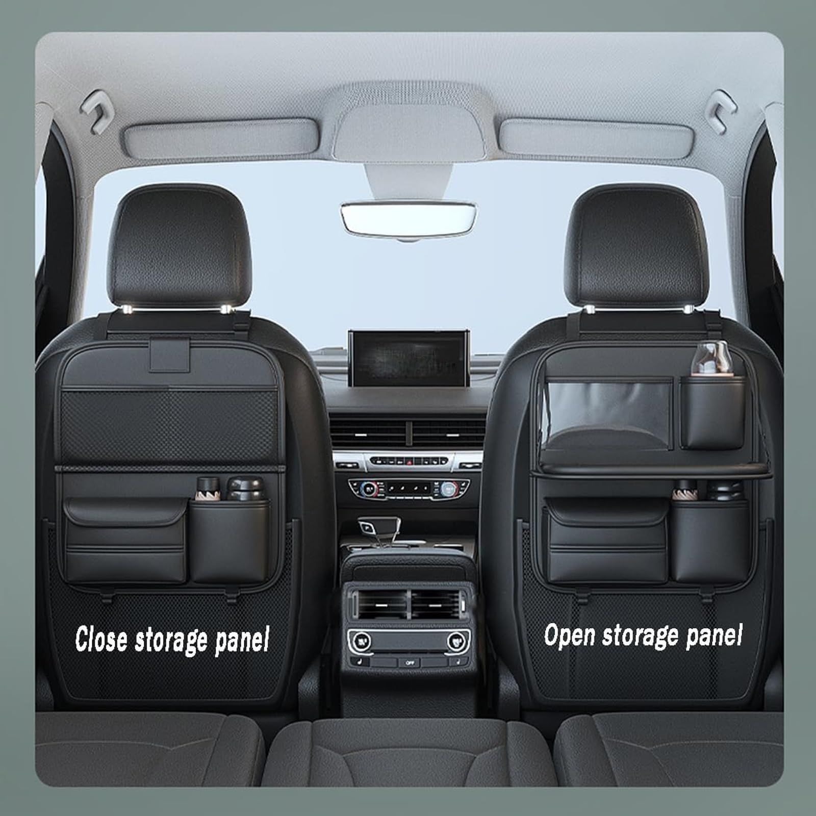 Generico Organizer Sedile Posteriore Auto per Forthing Yacht DFSK Forthing 4 U-Tour 2022-2025, Universale Pelle Organizzatore con Vassoio Pieghevole, Viaggio Essenziale per Bambini Adulti