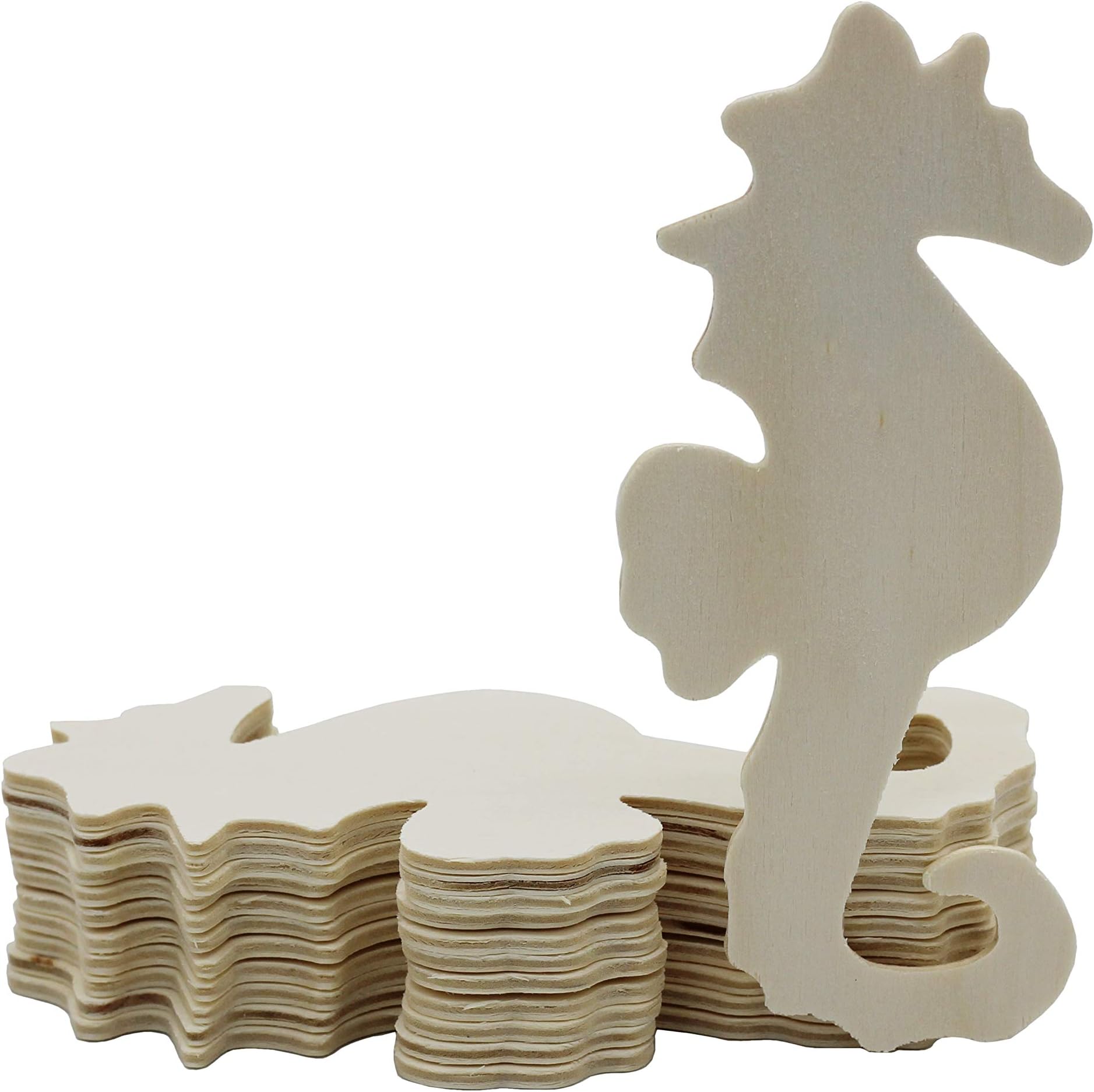 Creative Hobbies® 4 Inch Unfinished Wooden Shapes - Ready to Paint or Decorate Seahorse Shapes | 12 Pack