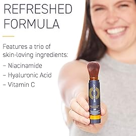 Brush On Block SPF 30 Mineral Powder Sunscreen New Formula, With Niacinamide, Hyaluronic Acid, & Vitamin C, Broad Spectrum, Water Resistant, Translucent, For All Skin Types, Reef Friendly, Mfg in USA