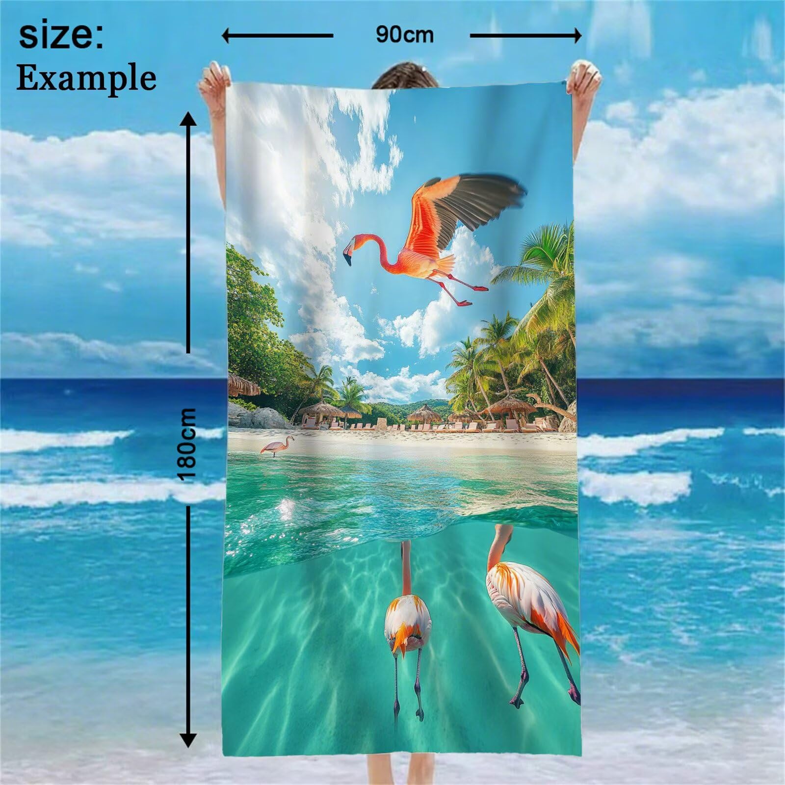 Toalla Microfibra Grande 90x180cm Toalla Playa Animal Toallas de Playa Secado Rapido, Toallas Bano con Bolsa, Beach Towel Verano Antiarena Ligeras para Camping Piscina Yoga Gimnasio Deportes VQ-804