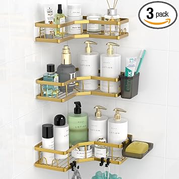 Corner Shower Caddy Bathroom Organizer Adhesive Shower Rack Bathtub Shelves - 3Pack No Drilling Shower Shelf - Stainless Steel Organizer