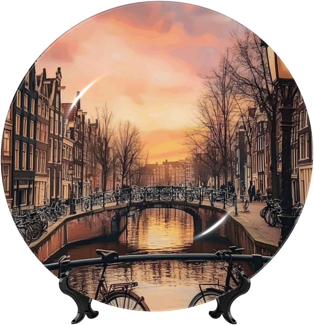 Bicycles Style Ceramic Plate Display Home Display With Stand Wall Hanging Plate For Home Decor 10 Inch