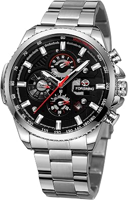 FORSINING Mens Automatic Chronograph Watch Mechanical Unique Auto Date Wrist Watch