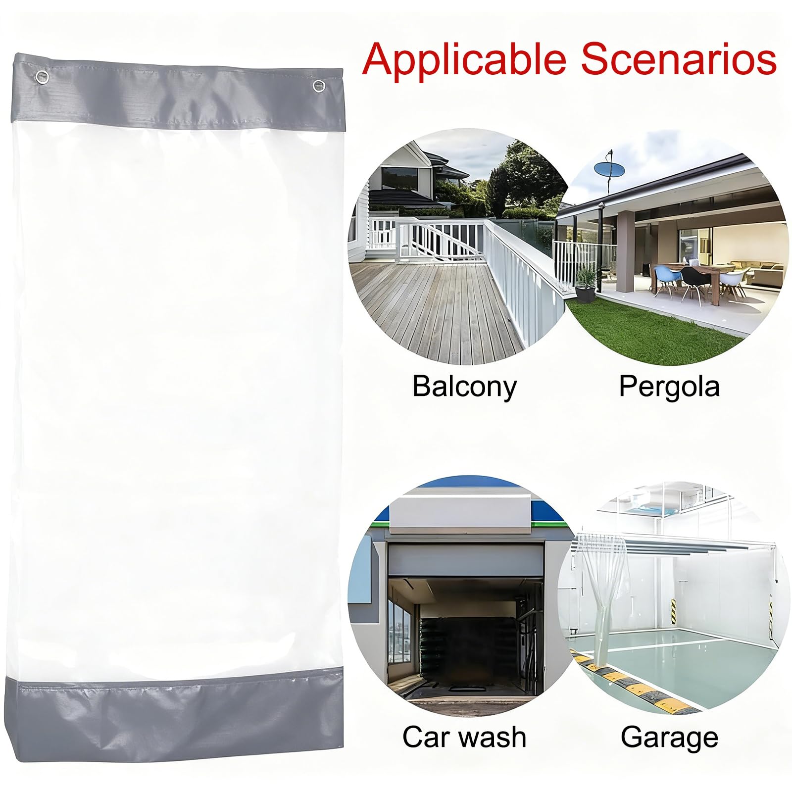 Wasserdichter PVC-Streifen, 4 x 2,7 m, Grau, Thermo-Ber für den Außenbereich, Schutz und Raumtrennung, Vinylwand für Regen und Wetter