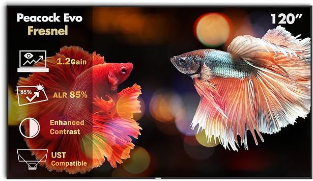 Fresnel Peacock Evo Fixed Frame Screen ALR 8K Projection Screen Home Theatre Screen for UST Projectors 100"